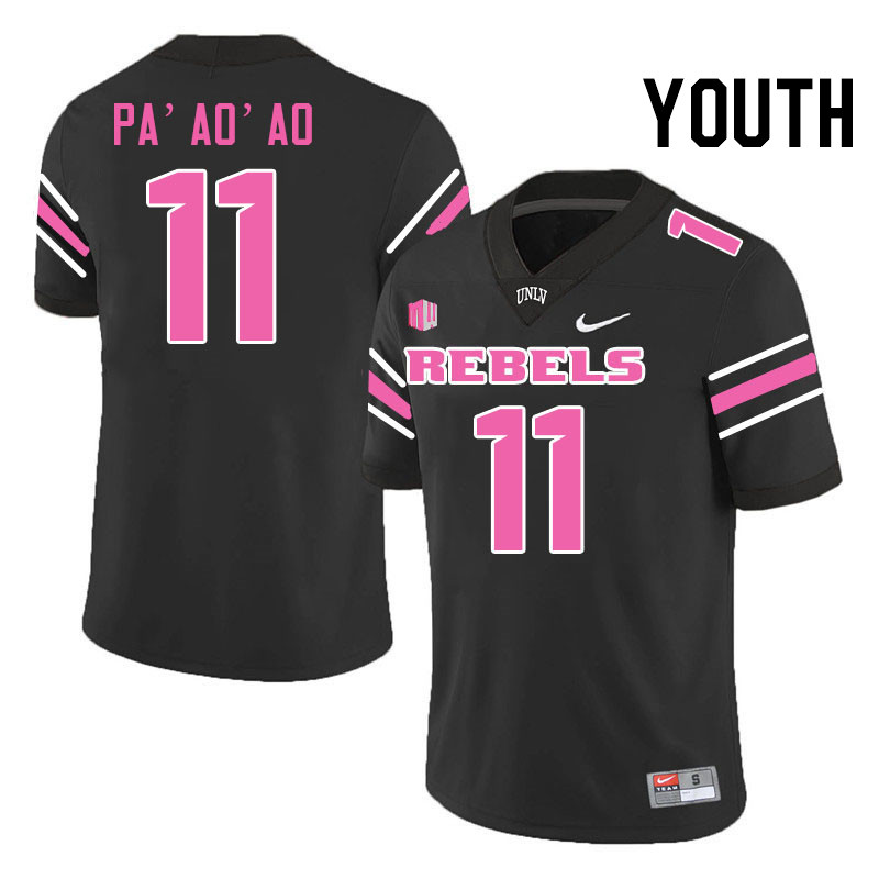 Youth #11 Koi Pa'ao'ao UNLV Rebels College Football Jerseys Stitched-Black
